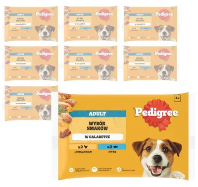 Zdjęcie produktu dla Pedigree Adult Wybór Smaków 32x100g Mokra Karma Dla Dorosłych Psów Kurczak Ryba W Galaretce