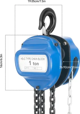 Immagine prodotto di Paranco a catena - Paranco a catena manuale - 1.000 kg - Catena G80 6 mm - Altezza di sollevamento 3,7 m - Gancio girevole a 360° - Blu