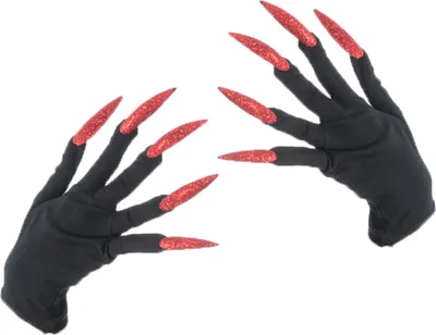Produktbild von Handschuhe "Hexenfingernägel" | Glitzer Rot - Zubehör Hexenkostüm Halloween