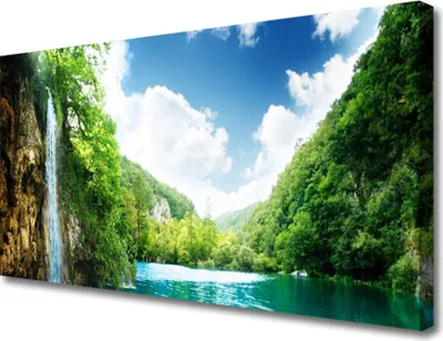 Produktbild von Tulup Leinwand-Bilder 100x50 Wandbild Canvas Kunstdruck Gebirge Wald See Natur