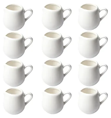 12 weiße Porzellan-Milchkännchen 50 ml mit Henkel