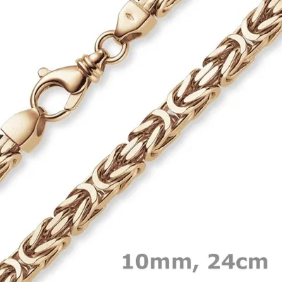 Produktbild von 10mm Armband Armkette Königskette aus 585 Gold Rotgold massiv 24cm Herren