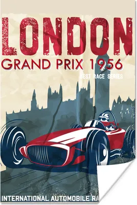 Produktbild von MuchoWow® Poster Rennsport - Rot - Vintage 20x30 cm - Papierdruck