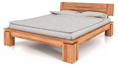 Produktbild von Bett Tinci 2 in Sonderlänge 90x220 cm aus Kernbuche massiv mit Holzkopfteil