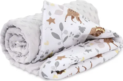 Produktbild von Babydecke Sommerdecke mit Minky 75x100 cm - Baby Kinderdecke Kuscheldecke Kinderwagen Decke Hirsch