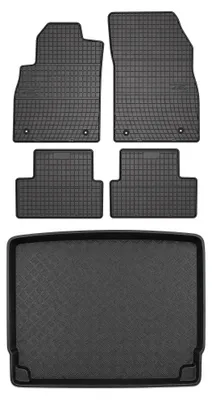 Image de Tapis en caoutchouc + bac de coffre pour Opel Astra J 2011-2015 (coffre standard) – 5 pièces, noirs, sur mesure