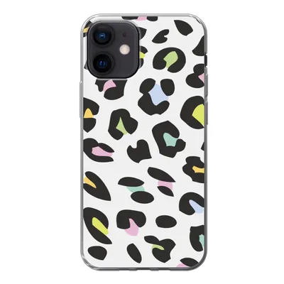 Produktbild von MuchoWow® Handyhülle Schutzhülle Hülle für iPhone 12 Pantherdruck - Farben - Schwarz Silikon Softcase Handy Hülle - Schutzhülle