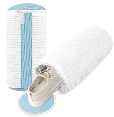Productafbeelding van 2 stuks waszak voor schoenen, geschikt voor de wasmachine, 360° reiniging, verborgen rits, wit