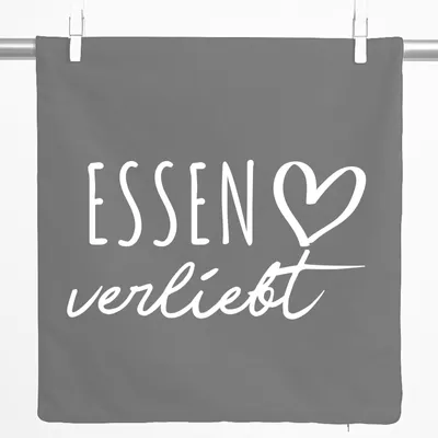 Produktbild von Huuraa Kissenbezug Essen verliebt 40x40cm Steel Grey Baumwolle Dekokissenbezug Geschenkidee