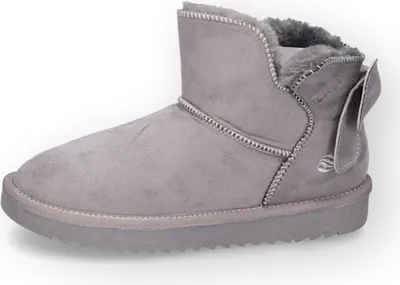 A single gray winter boot is shown against a white background.