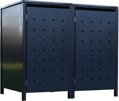 Produktbild von 2 Tailor Mülltonnenboxen Basic für 120 Liter Tonne Stanzung 1 komplett Anthrazit