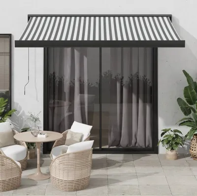 Produktbild von Hochwertig Markise Einziehbar Anthrazit und Weiß 3x2,5 m Stoff & Aluminium 3216128