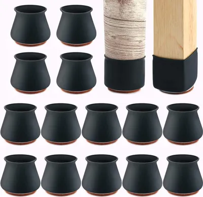 Produktbild von Silicone Stuhlbeinschoner Mit Filz 24 Stück, Für Hartholzböden, Rutschfest Und Geräuschdämmend