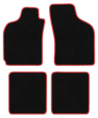 Produktbild von Velours-Fußmatten für Fiat Albea 2002-2010 (Limousine) – 4-tlg, Schwarz/Rot, passgenau – Wielganizator CARLUX