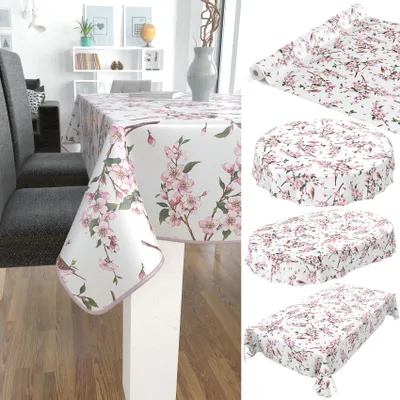 Produktbild von Tischdecke Wachstuch Blumen Weiß Robust Wasserabweisend Breite 140 cm Länge 240 cm