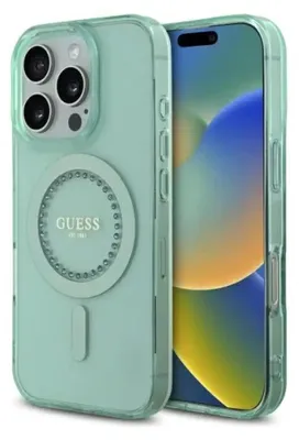 Produktbild von Guess GUHMP16XPFTDTEN iPhone 16 Pro Max 6.9" grün hardcase IML Rhinestones MagSafe Schutzhülle