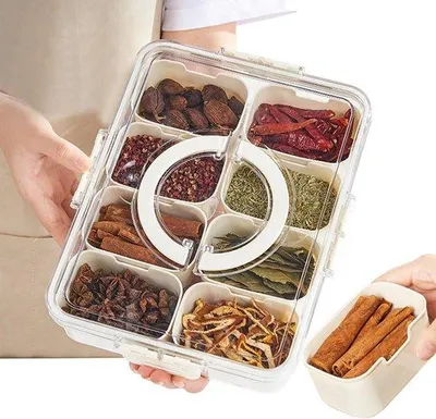 Produktbild von Organizer für Snacks mit 8 Fächern - Snackbord aus Kunststoff - ideal für Kräuter, Noten, Früchte und Dip