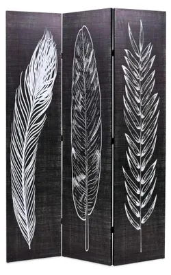 Produktbild von Raumteiler, Trennwand, Paravent, Sichtschutz, Umkleidekabine, klappbar 120 x 170 cm Federn Schwarz-Weiß