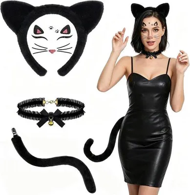 Productafbeelding van Kattenkostuum voor dames, 4-delige set voor Halloween en carnaval