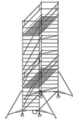 Produktbild von Günzburger Steigtechnik Rollgerüst 1,35 x 3 m mit Ausleger & Doppel-Plattform Plattformhöhe 5,35 m - 169535