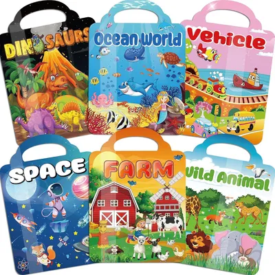 Produktbild von Stickerbuch für Kinder, wiederverwendbare 3D Aufkleber, 6 Themen, fördert Kreativität, für 1-4 Jahre