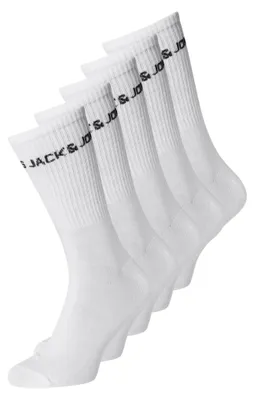 Immagine prodotto di JACK&JONES Calzini da tennis da uomo in confezione da 5 - JACBASIC LOGO TENNIS SOCK, Taglia unica Bianco 40-46