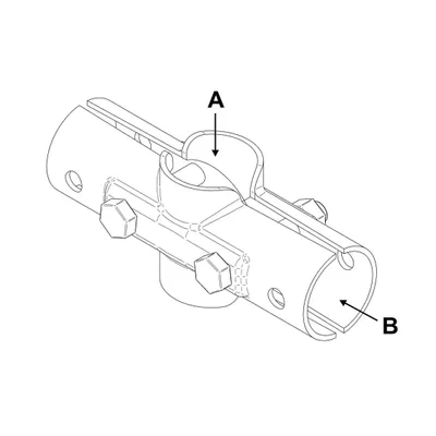Produktbild von Doppel-T-Schelle / Kreuzschelle, geteilt, A 1 1/4" (42,4 mm) x B 1" (33,7 mm)