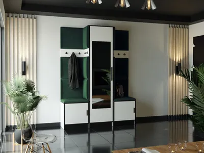 Obrázek produktu pro KIER FURNITURE Šatní Skříň, Bílá + Látka Zelená - 159,6x205x39cm