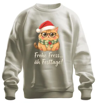 Productafbeelding van Vrolijke kersttrui met een grappige kat, geschikt als cadeau, leuk, uni, natuurmotief, maat XXL