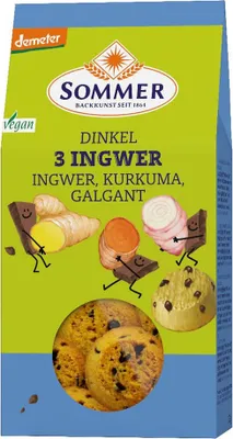 Produktbild von Sommer - Demeter Dinkel 3 Ingwer-Cookies -150g