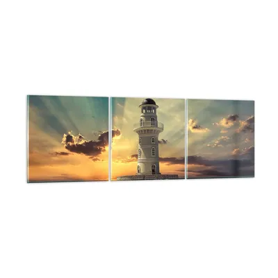 Produktbild von Bilder auf glas - Leuchtturm Wasser Meer Steine - 150x50cm - Glasbilder - Wandbilder - Kunstdruck - zum Aufhängen bereit - Wanddekoration aus Glas - Glas Bilder - Wandbild auf Glas - GCA150x50-2895