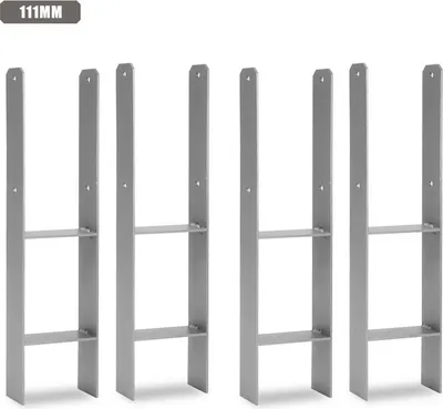 Produktbild von TolleTour 4 Stück Pfostenanker 111MM H-Pfostenträger H-Anker 600 mm Länge Pfostenschuh für Carport Silber