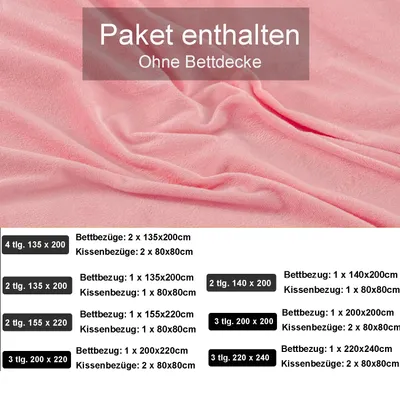 Obrázok produktu pre Flanelová zimná bielizeň 135 x 200 cm, ružová obliečka na paplón, obliečka na vankúš 80 x 80 cm, so zipsom do