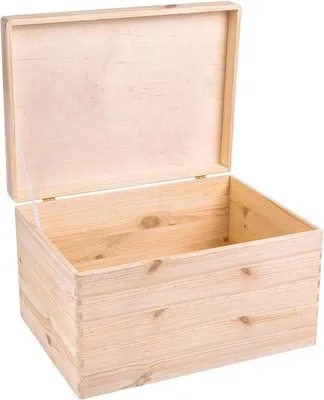 Productafbeelding van Famanu houten opbergkist, 40x30x24 cm, met deksel, onbehandeld