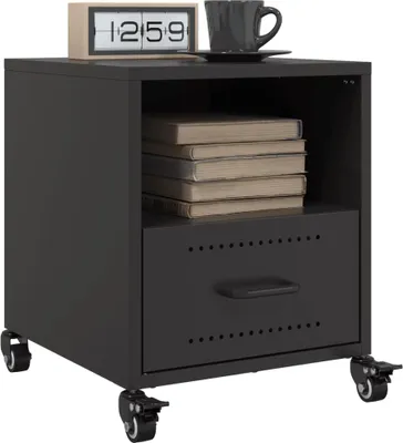 Image de vidaXL Tables de nuit 2 pcs. noir 36x39x43,5 cm acier