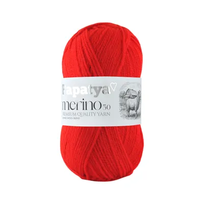 Produktbild von Wolle1000 Papatya Merino50 - Farbe 3070 Rot - 100g - Wollgemisch in tollen Farben