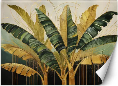 Produktbild von Vlies fototapete Bananenblätter Botanik 250x175 cm Feeby Gold inkl. Kleber einfache Montage