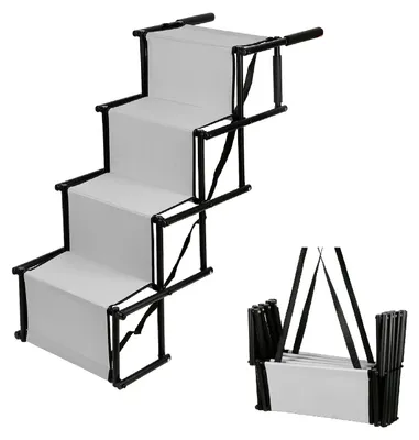 Obrázek produktu pro Schůdek pro psy, skládací design, výškově nastavitelný, barva: šedá