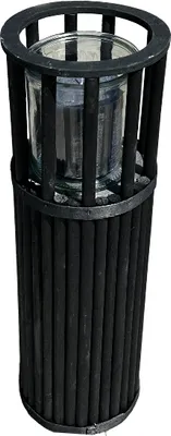 Produktbild von Holzlaterne Laterne Schwarz inkl. Kerze Ø 15 cm x 39 cm