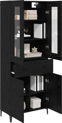 Obrázok produktu pre vidaXL Highboard čierny dubový vzhľad 69,5 x 34 x 180 cm materiál na báze dreva