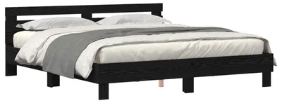 Zdjęcie produktu dla vidaXL Rama łóżka o wyglądzie czarnego dębu 200 x 200 cm z materiału drewnopochodnego