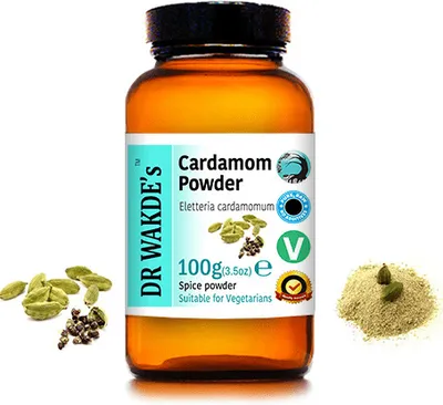 Produktbild von DR WAKDE'S Kardamompulver -100 g (3,5 Unzen) | Rein, Raw & Getrocknetes Pulver | Ayurveda-Kräuter | Vegan | Nichts hinzugefügt, nichts entfernt