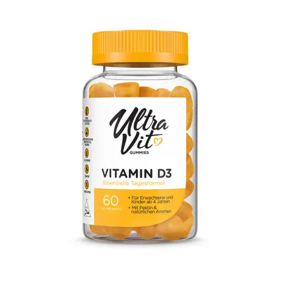 Obrázok produktu pre UltraVit Vitamín D3, žuvacie tablety, 60 kusov. Podporuje imunitný systém, zdravie kostí a zubov