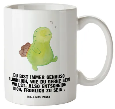 Produktbild von Mr. & Mrs. Panda XL Tasse Schildkröte Pfeifen - Weiß - Geschenk, Depression, Große, Riesenkaffeetasse, Jumbo, Schildkröten, Teetasse, steingut, Pott