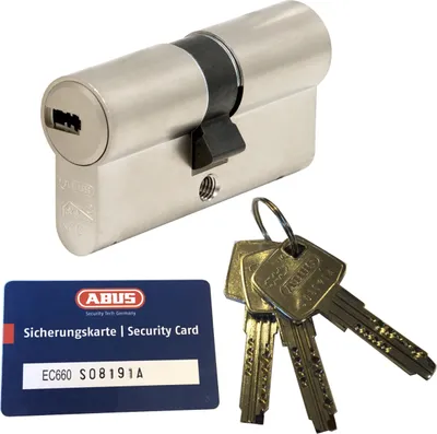 Produktbild von ABUS EC660 Doppelzylinder Länge (a/b) 45/65mm (c=110mm) mit Sicherungskarte und 3 Schlüssel, Not-u. Gefahrenfunktion und SKG** Bohrschutz