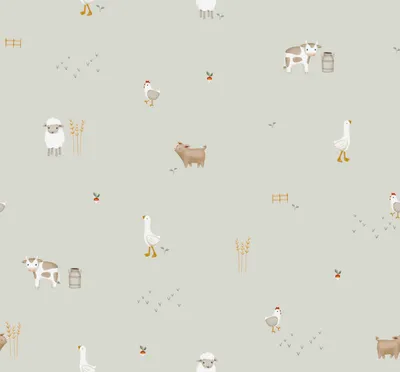 Produktbild von Little Dutch Vlies Tapete Kinderzimmer | Little Farm Bauernhoftiere 10 m x 0.52 m