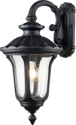 Produktbild von Außenleuchte Wand Glas Aluminium IP44 H: 47 cm Schwarz Rustikal Außenwandleuchte