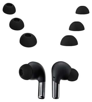 Produktbild von kwmobile 6x Silikonaufsätze für OnePlus Buds Pro 2 - Ersatz Ohrstöpsel - Ear Tips für In-Ear Kopfhörer - Zubehör Ersatzpolster in Schwarz