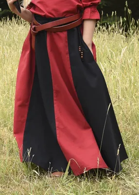 Produktbild von Kinder Mittelalter-Rock Lucia, weit ausgestellt, schwarz/rot - Wikinger Mittelalterrock Verkleidung Kostüm Magd Lagertha Größe: 146
