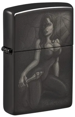 Immagine prodotto di Accendino Zippo Counter Culture donna con coltello High Polish Black benzina